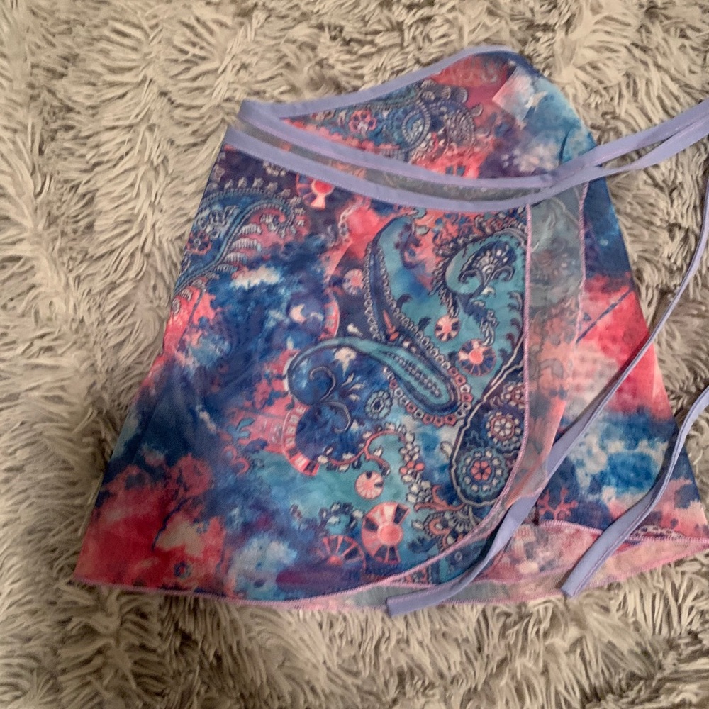 paisley tie up multicolored ballet skirt